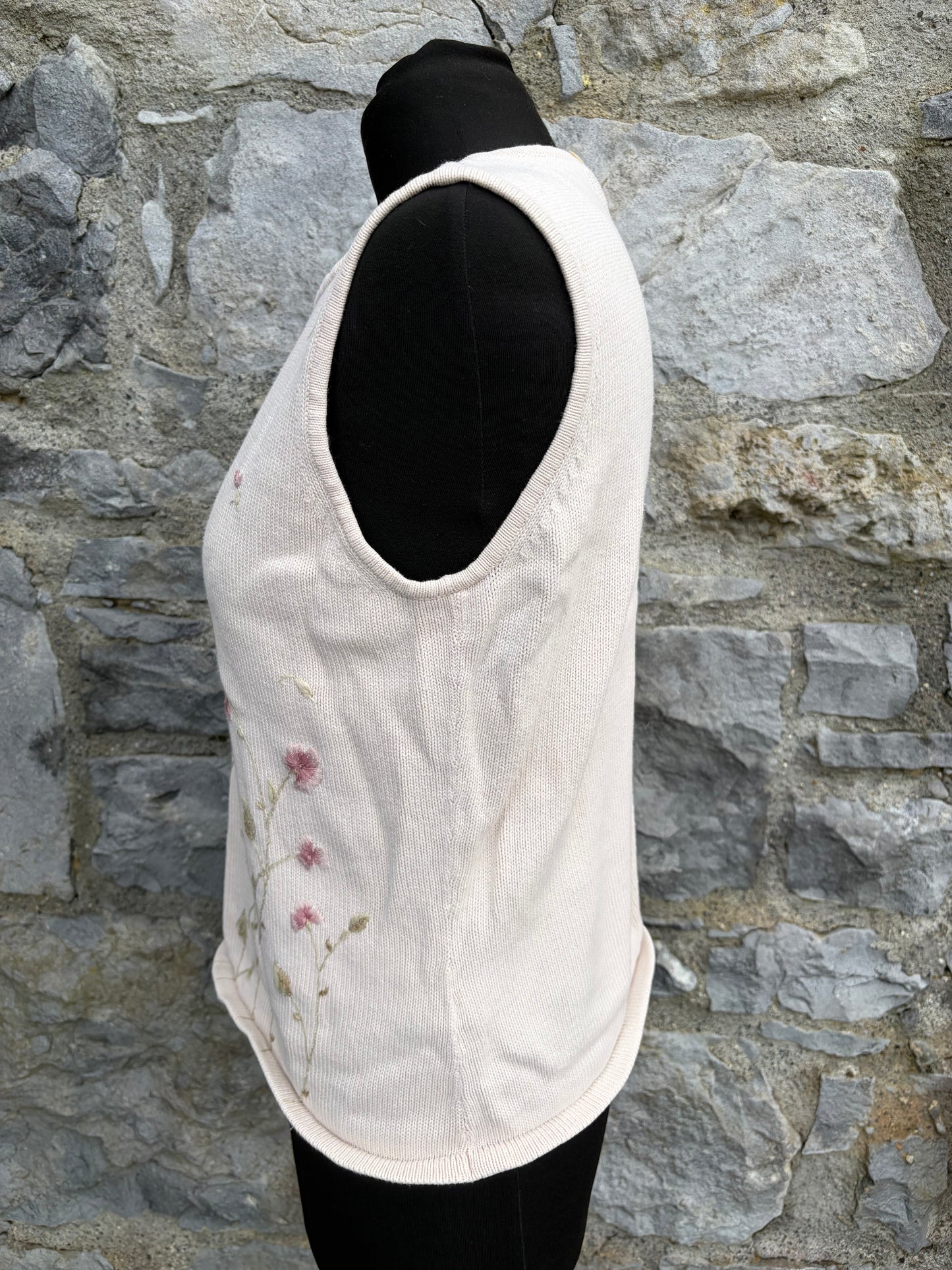 90s embroidered ivory knitted top uk 8-10