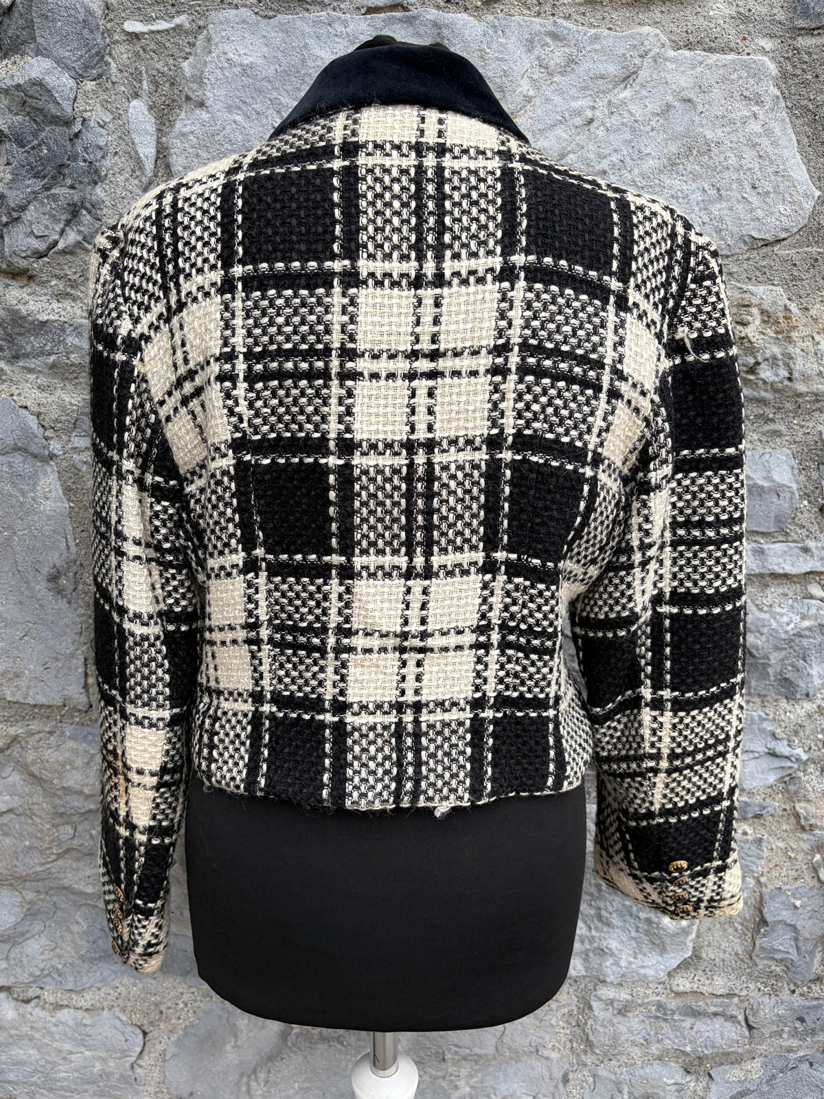 90s Black&white check jacket uk 12