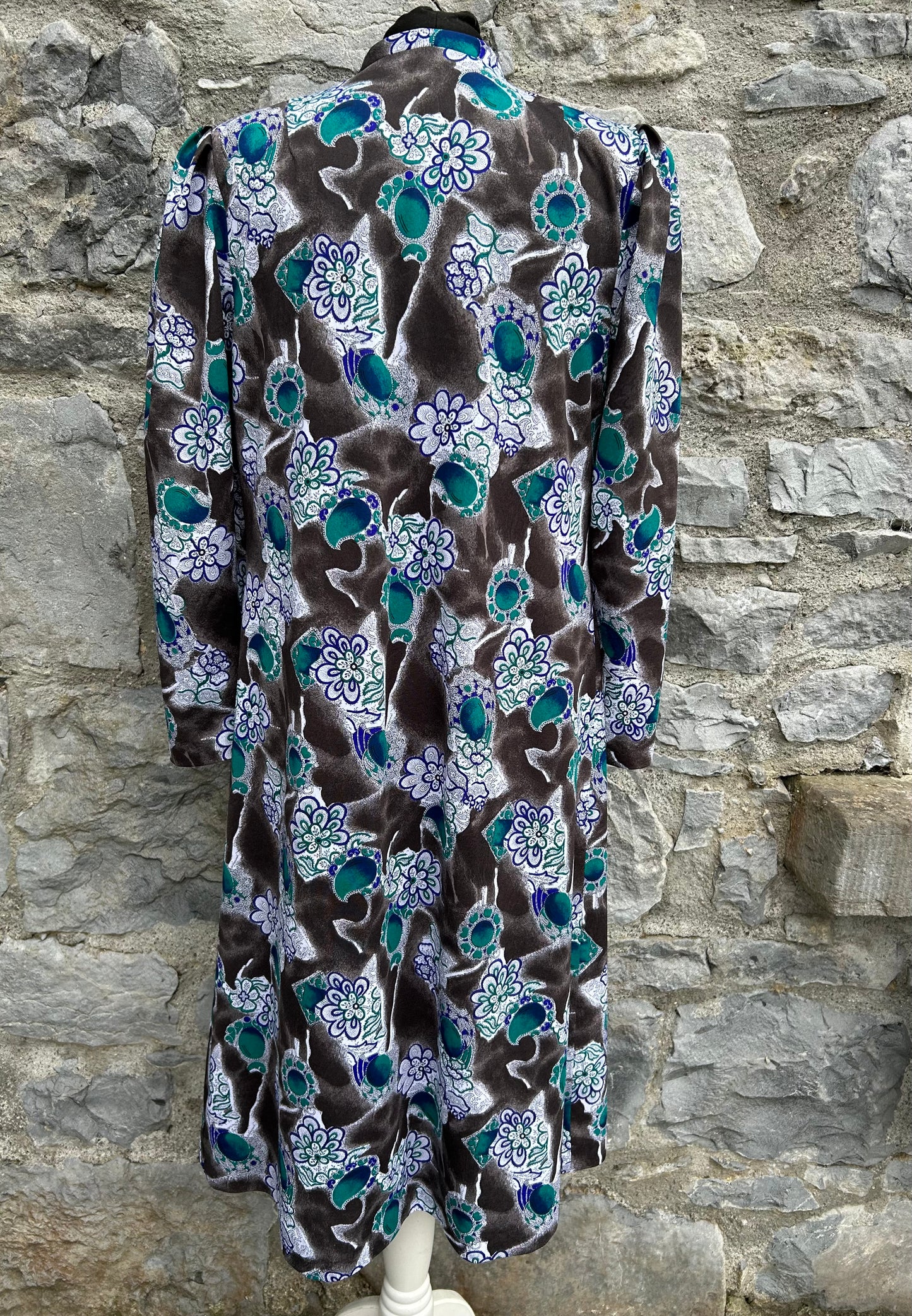 80s Charcoal&teal dress uk 12