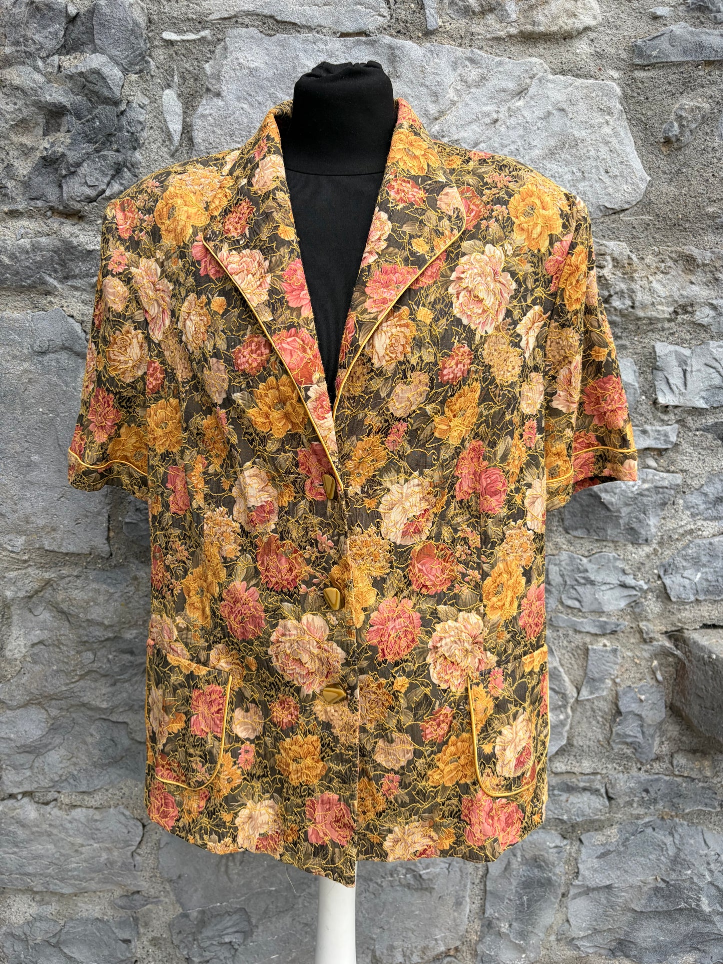 80s autumn floral tapestry blazer uk 16