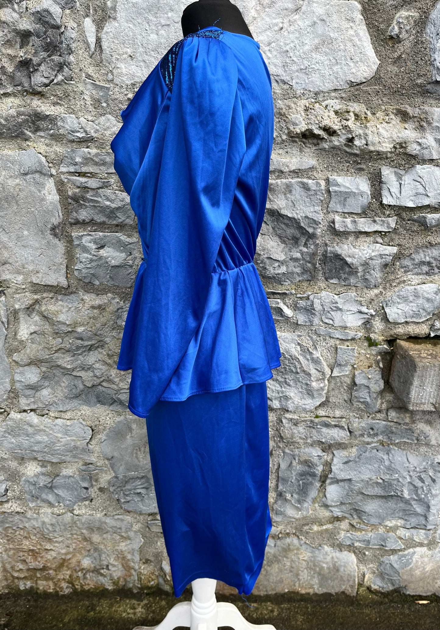 80s blue satin dress uk 8-10