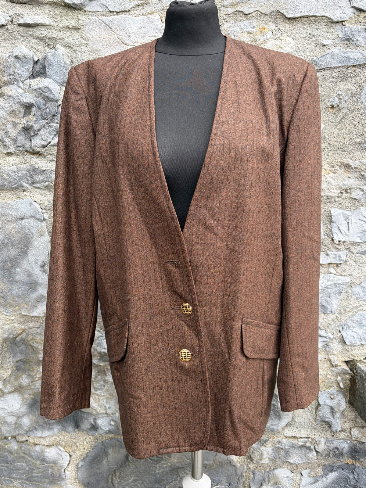 90s brown stripy jacket uk 14