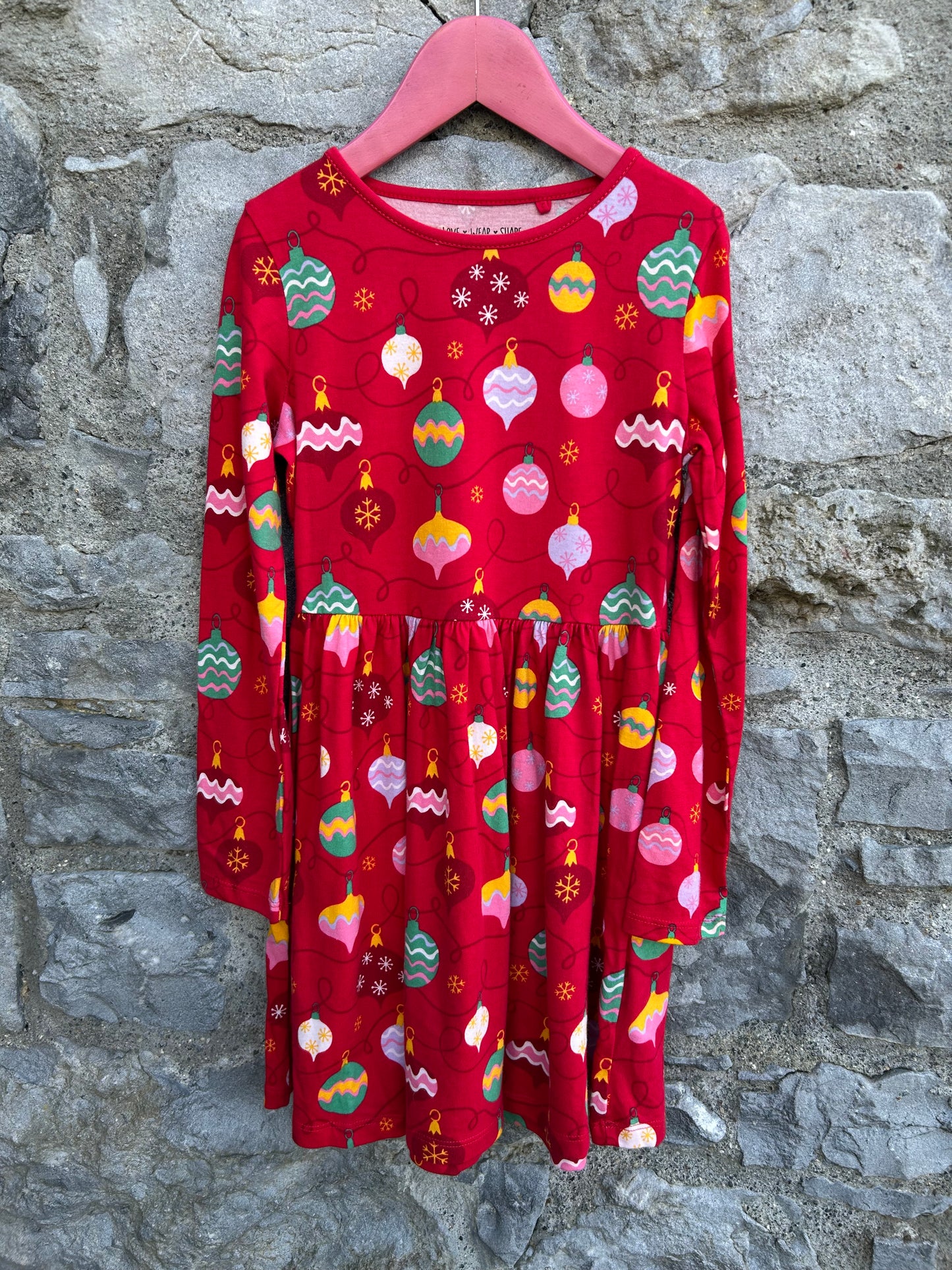 Christmas bulbs red dress 7-8y (122-128cm)