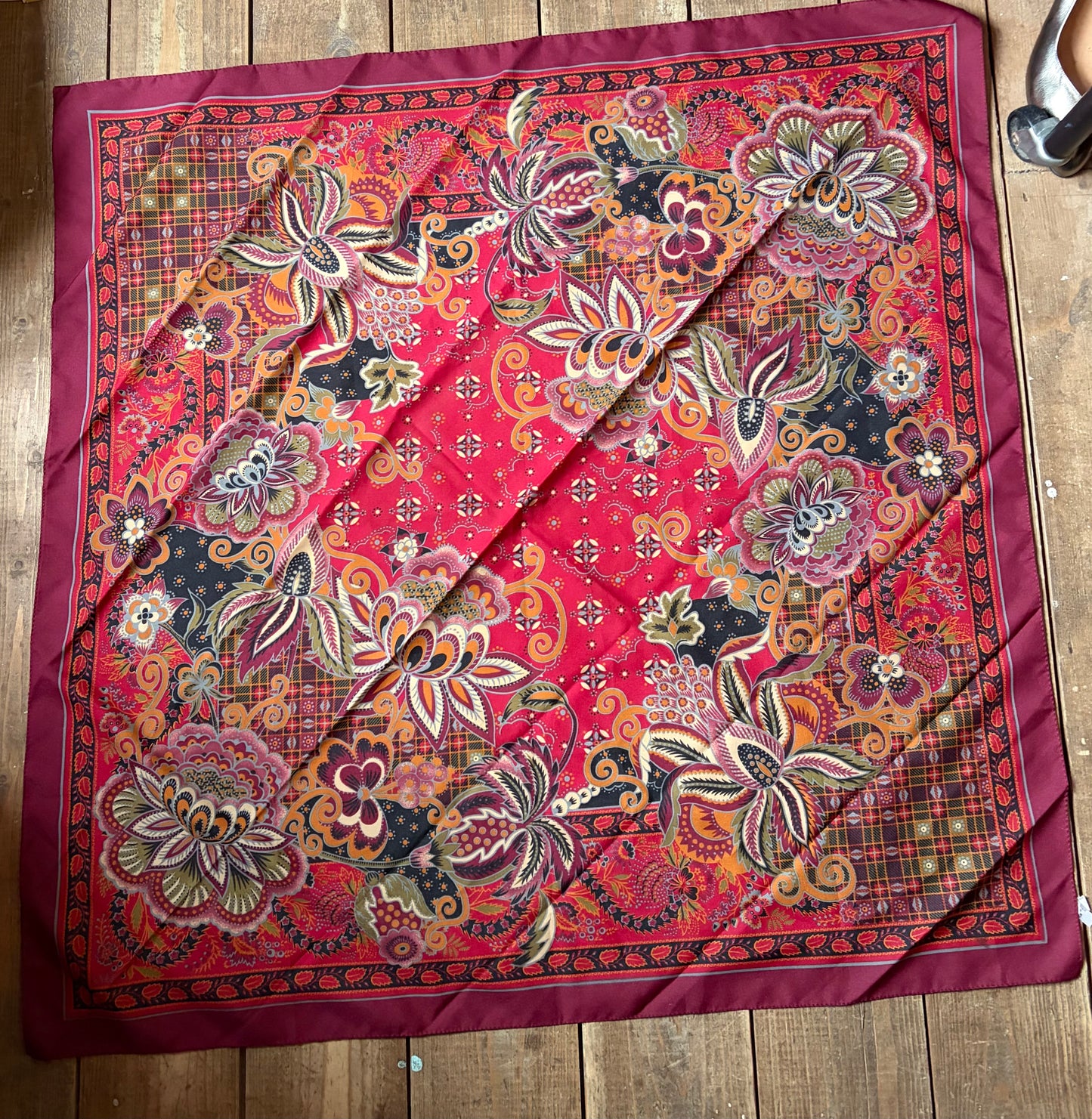 Maroon floral multi print scarf