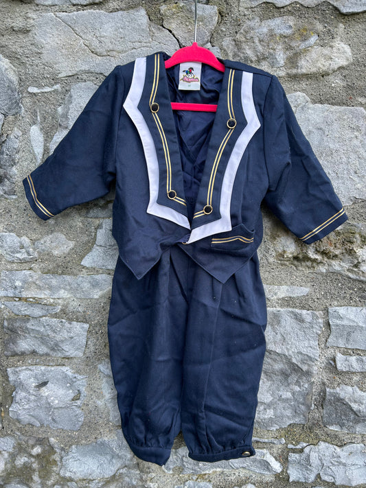 80s navy&gold sailor suit  12-18m (80-86cm)