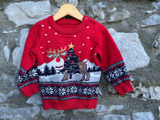 Reindeer red jumper  12-18m (80-86cm)