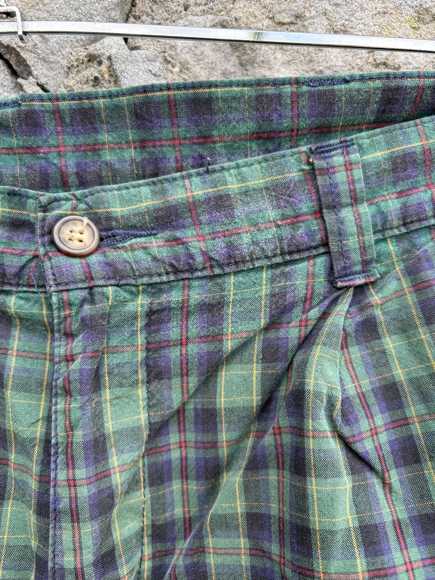 80s green check shorts L/XL