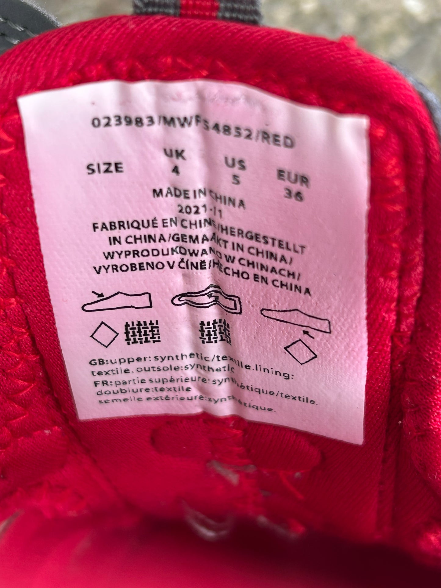 Grey&red sandals  uk 3-3.5 (eu 36)