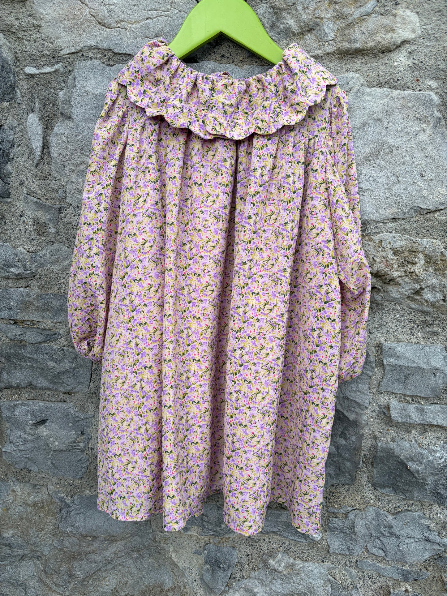 Pink floral big collar dress  4-5y (104-110cm)