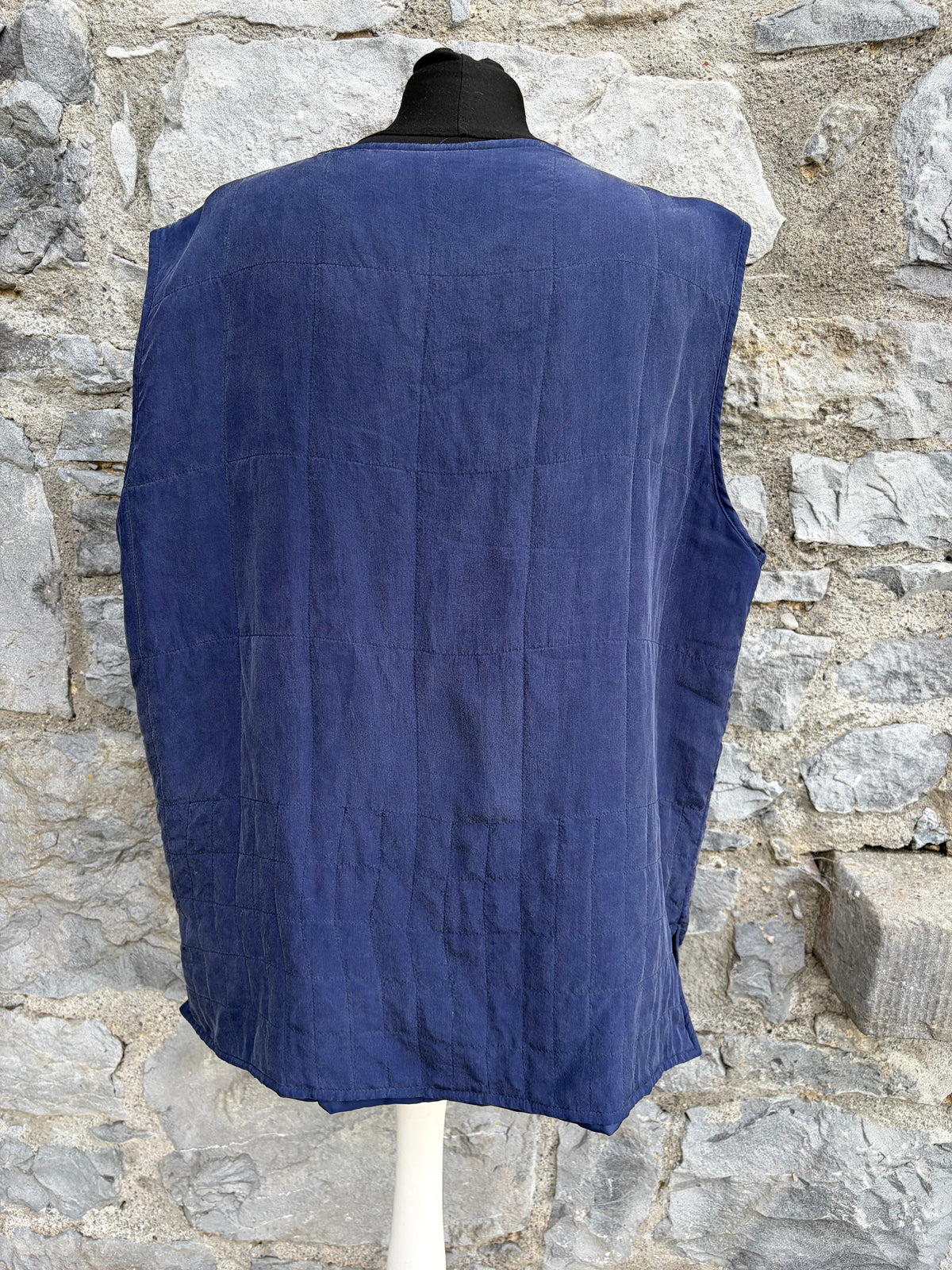 90s navy silk gilet uk 16