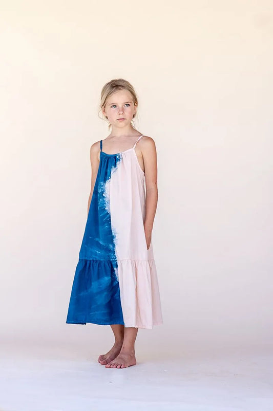Blue&ivory ombre maxi dress  8y (128cm)