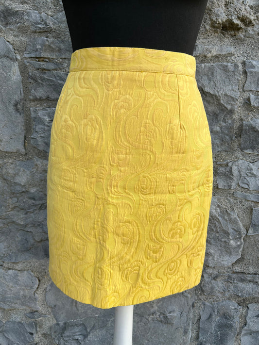 90s yellow brocade skirt uk 8
