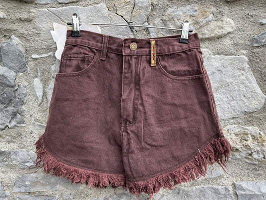 90s maroon denim shorts uk 6