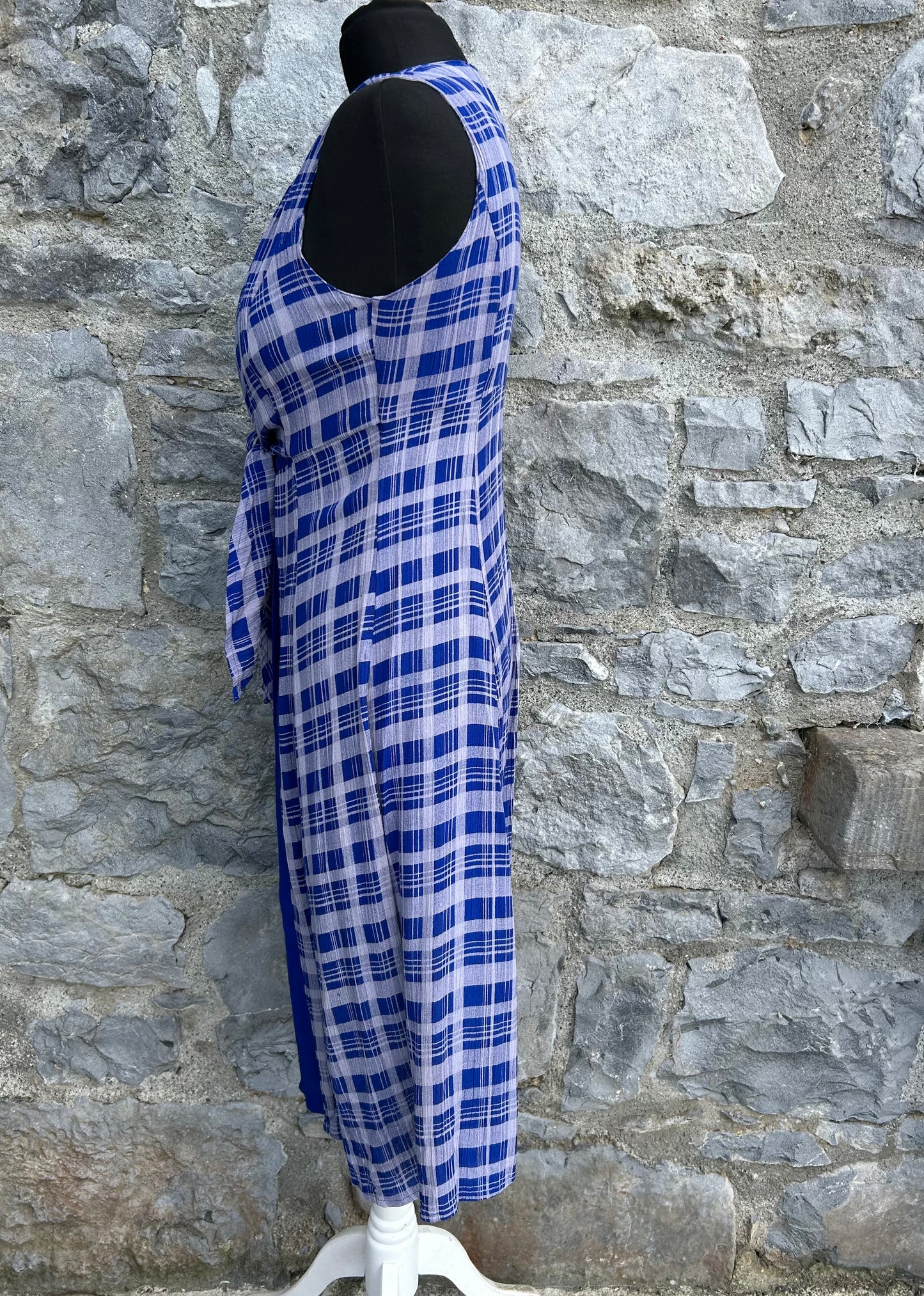 90s blue check dress uk 8