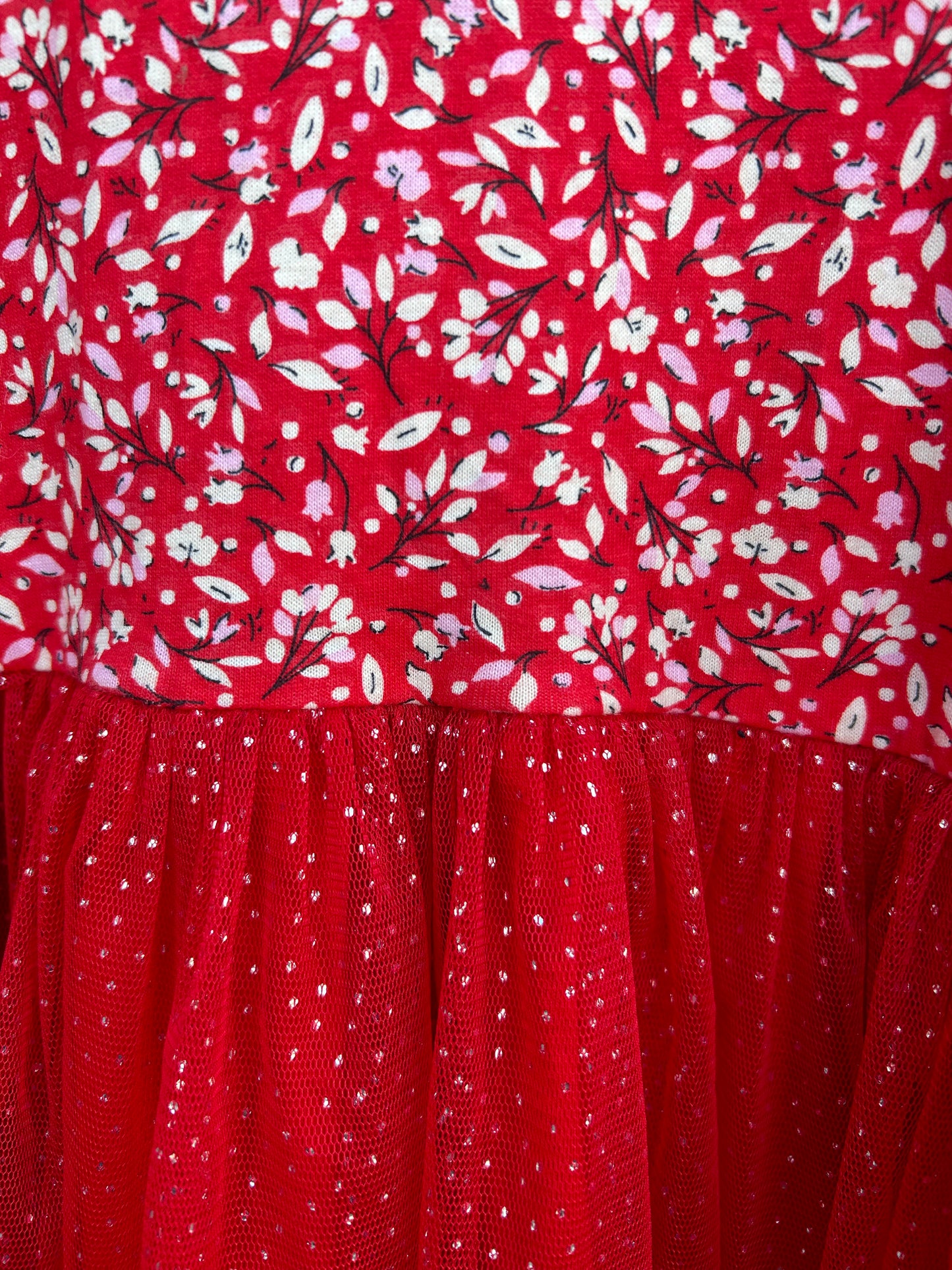 Red Floral&tulle dress   6-7y (116-122cm)