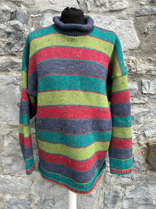 Green&red&grey panel woolly jumper uk 14-16