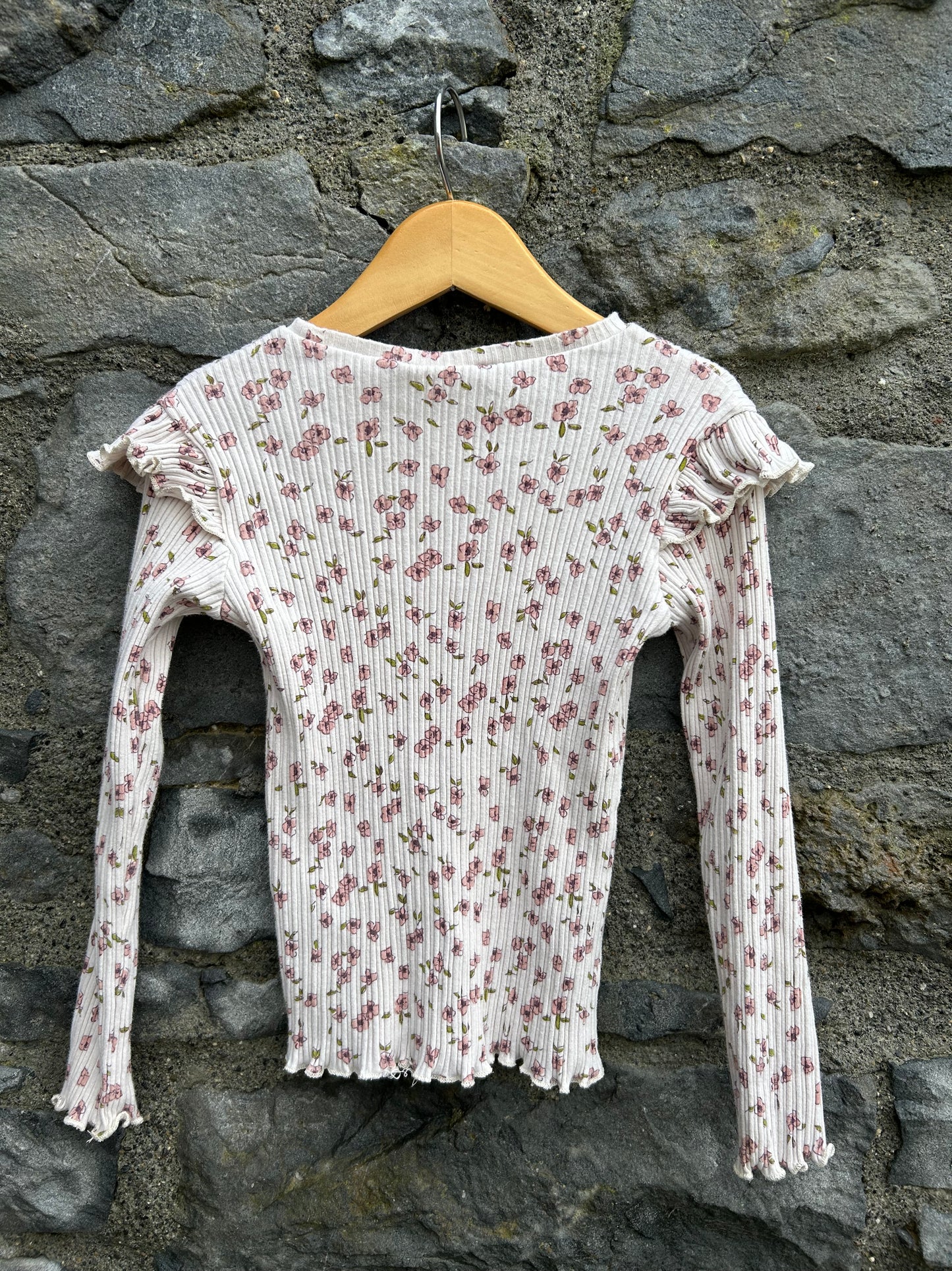 Floral ribbed top  5y (110cm)