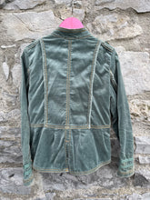 Load image into Gallery viewer, Green velvet military jacket  7-8y (122-128cm)
