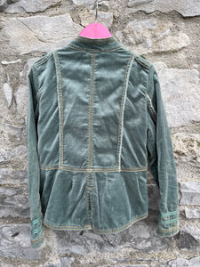 Green velvet military jacket  7-8y (122-128cm)
