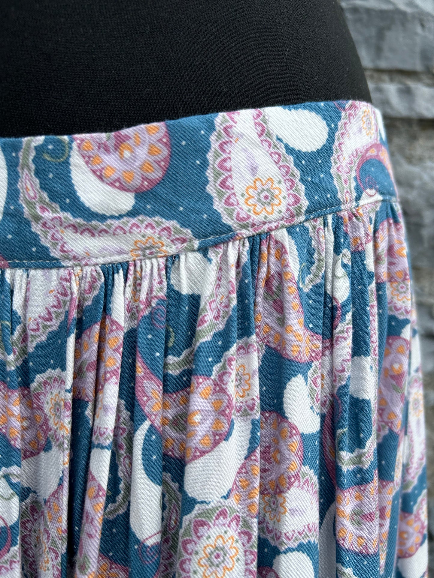 90s Paisley blue skirt uk 14