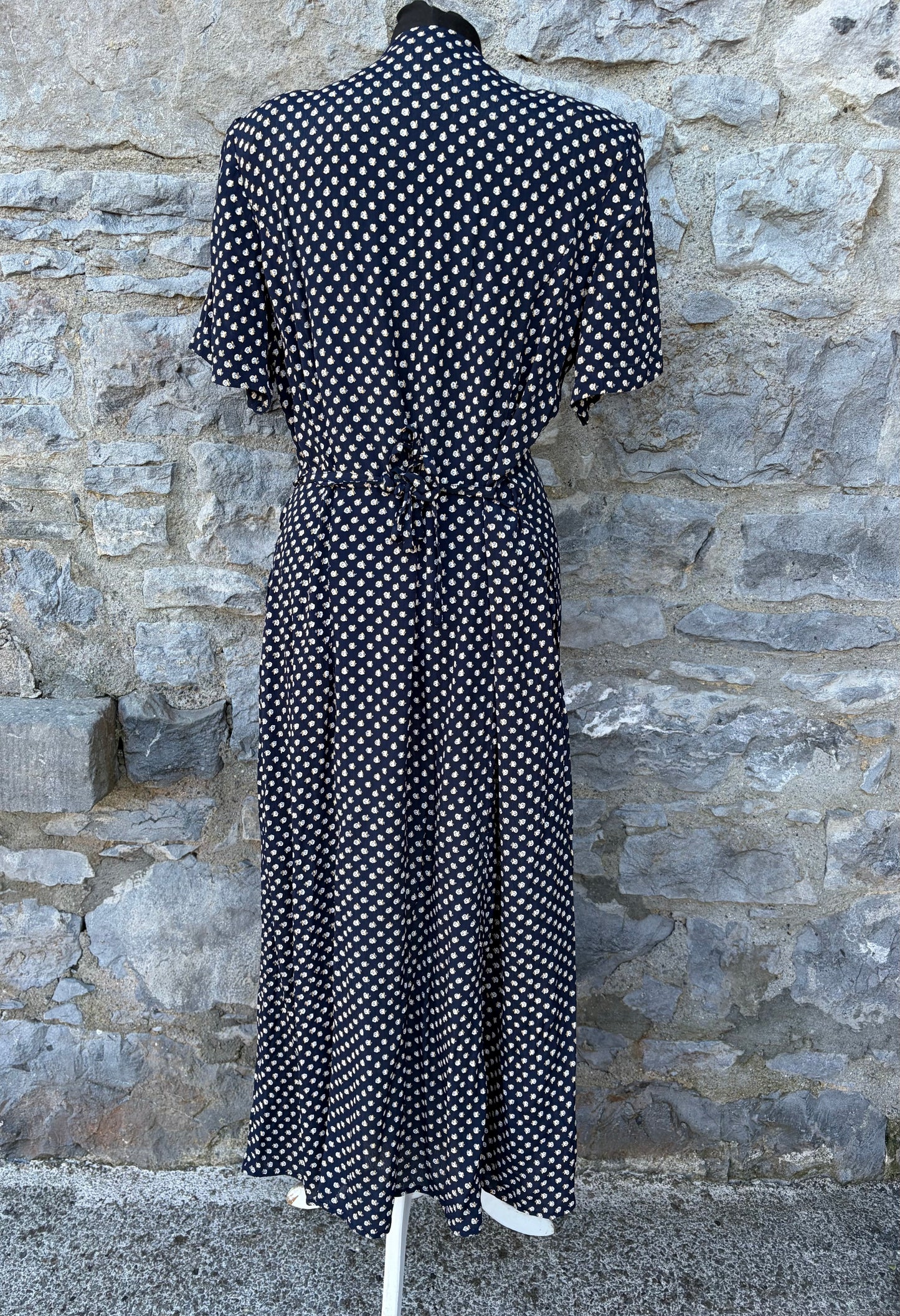 90s flower dots crepe dress uk 12