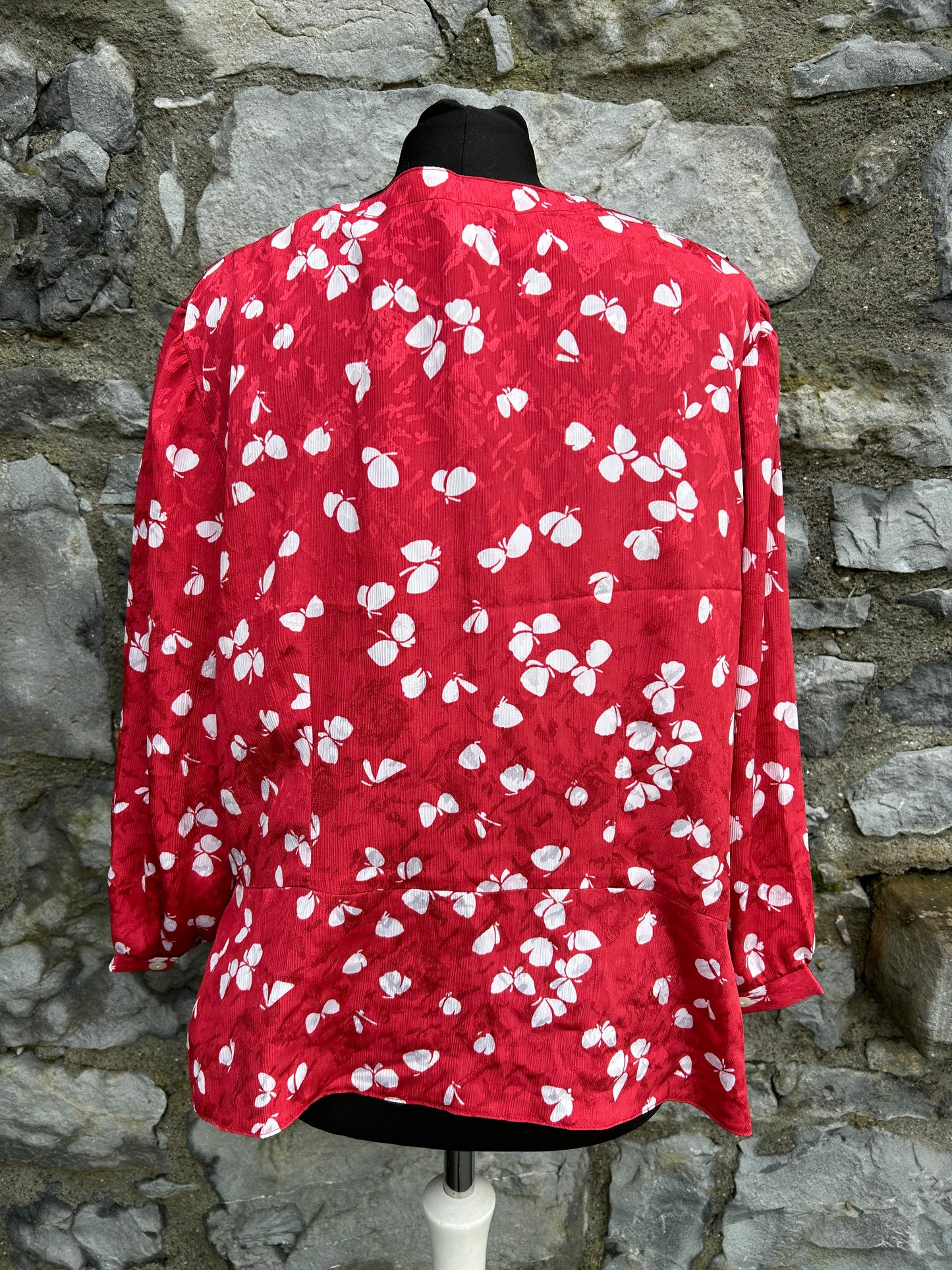 80s butterflies red blouse uk 16-20