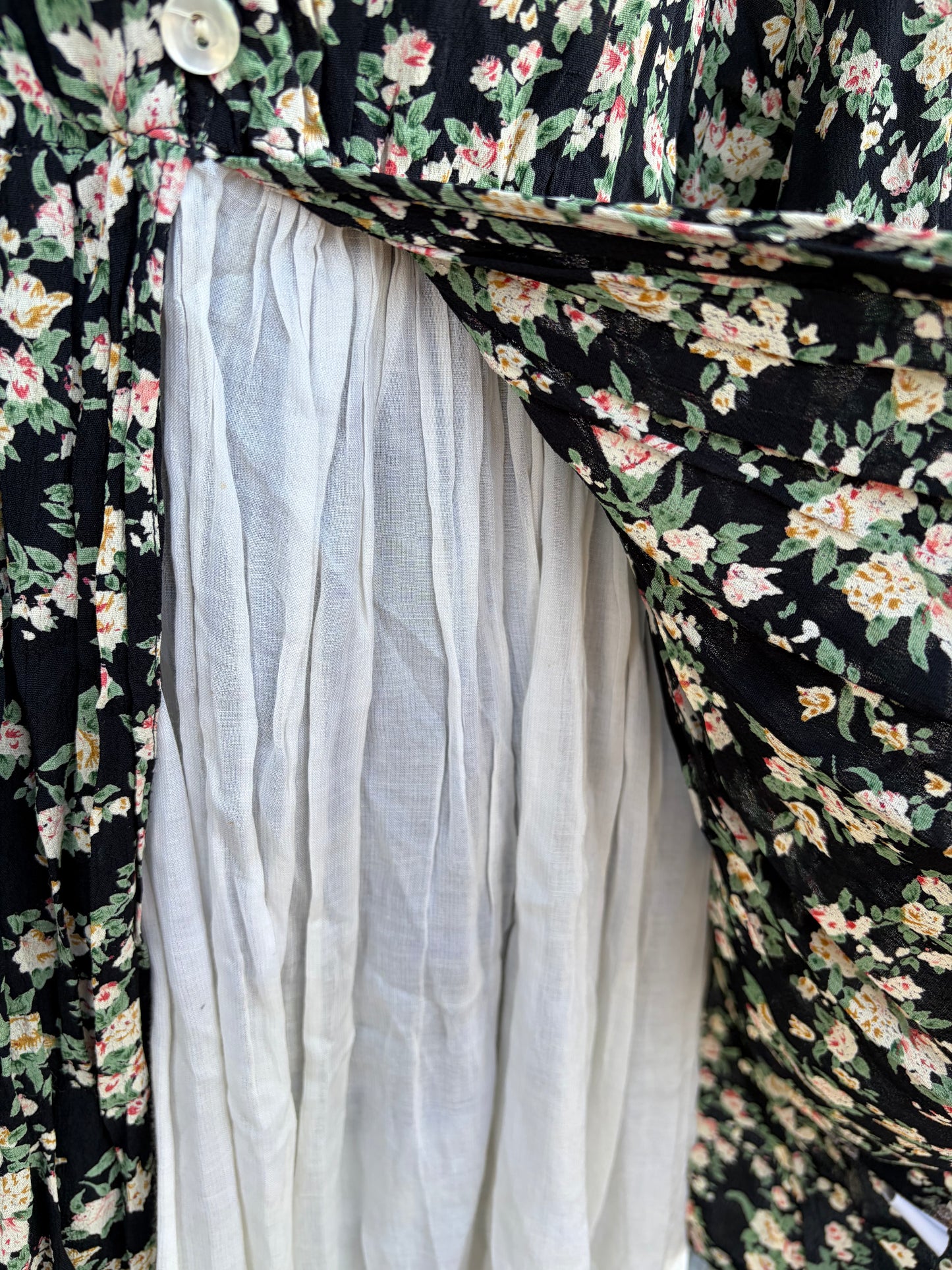 90s pink roses black tunic uk 10