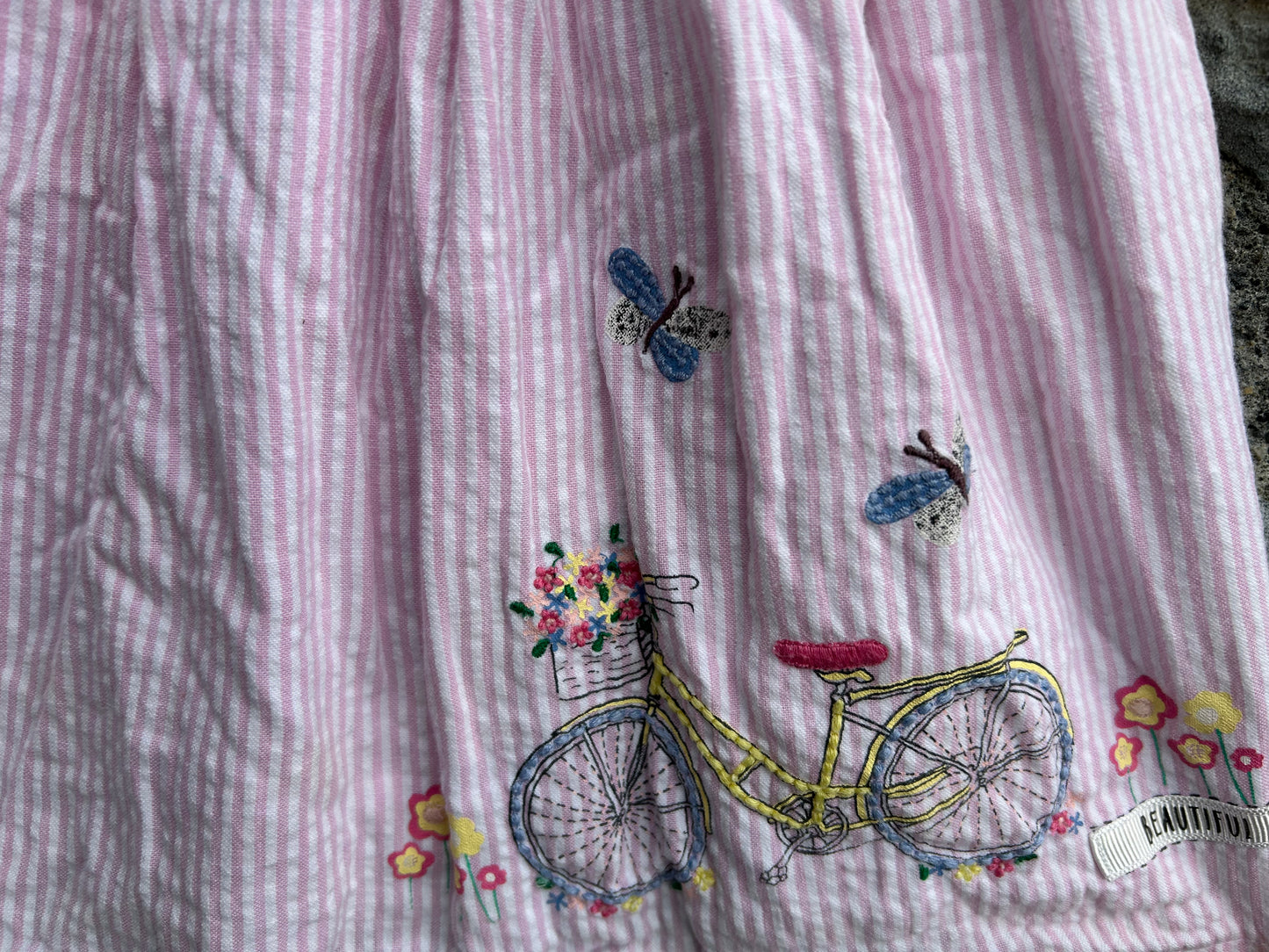 Pink stripy bicycle dress  18-24m (86-92cm)