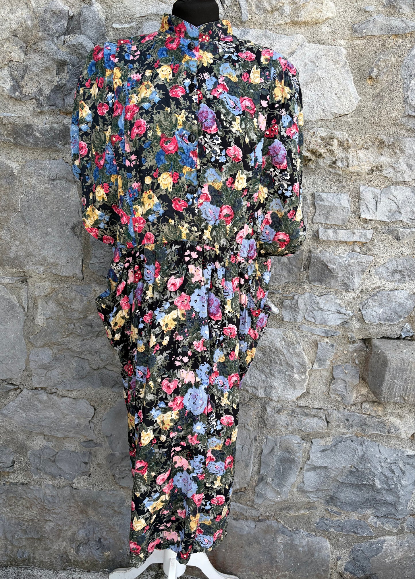 80s colourful floral dress uk 14
