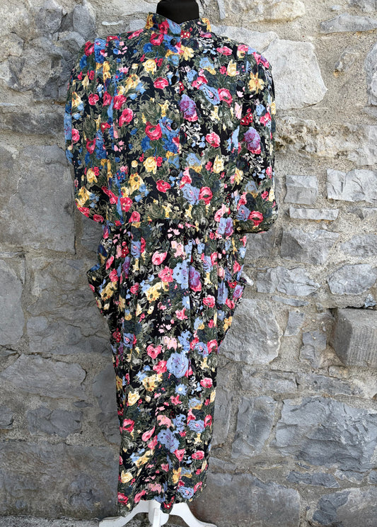 80s colourful floral dress uk 14