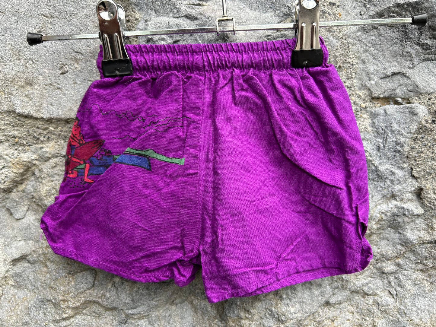 80s surfers purple shorts  0-3m (56-62cm)