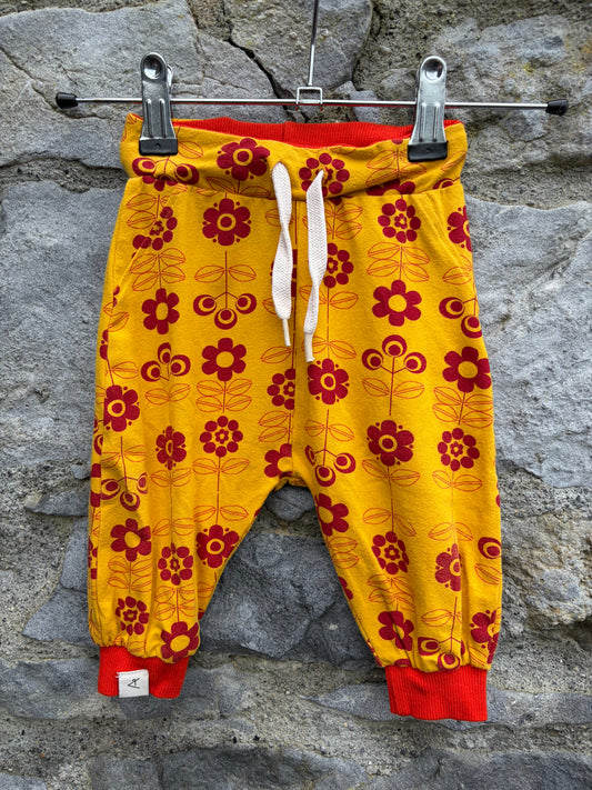 Yellow floral pants  3-6m (62-68cm)
