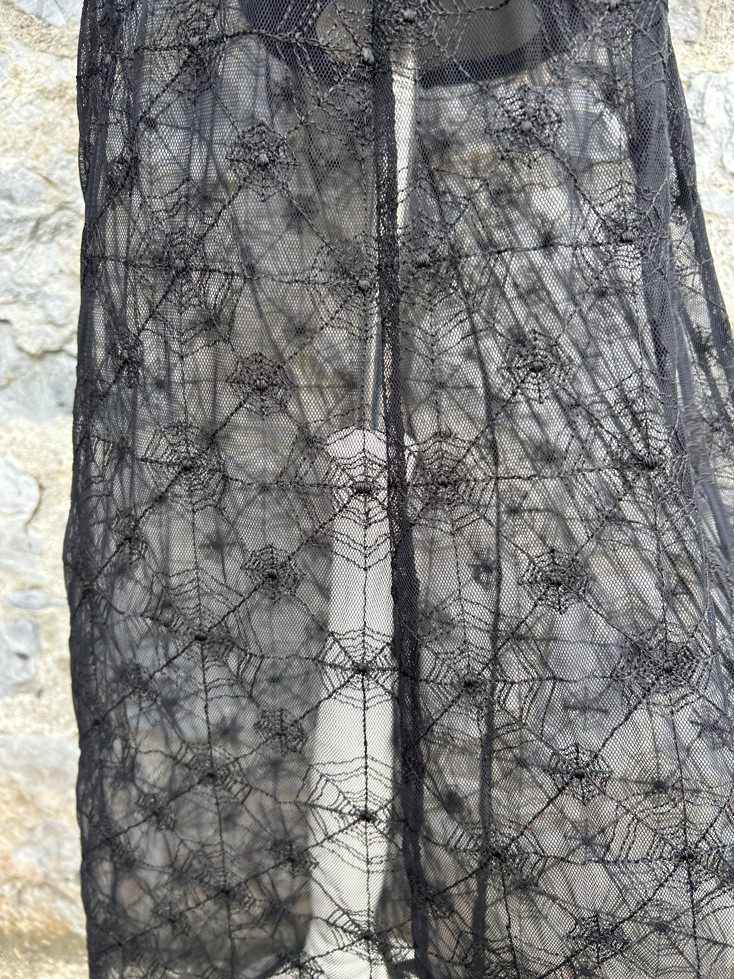 Y2K black sheer spiderweb dress uk 12-14