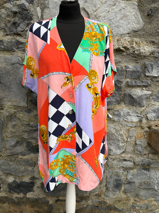 80s colourful patchwork shirt uk 16