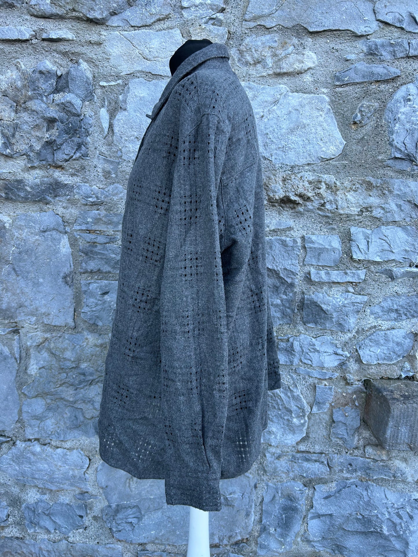 Y2K grey pointelle woolly shirt uk 18
