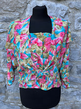 Load image into Gallery viewer, 80s autumn flowers blouse uk 10-12
