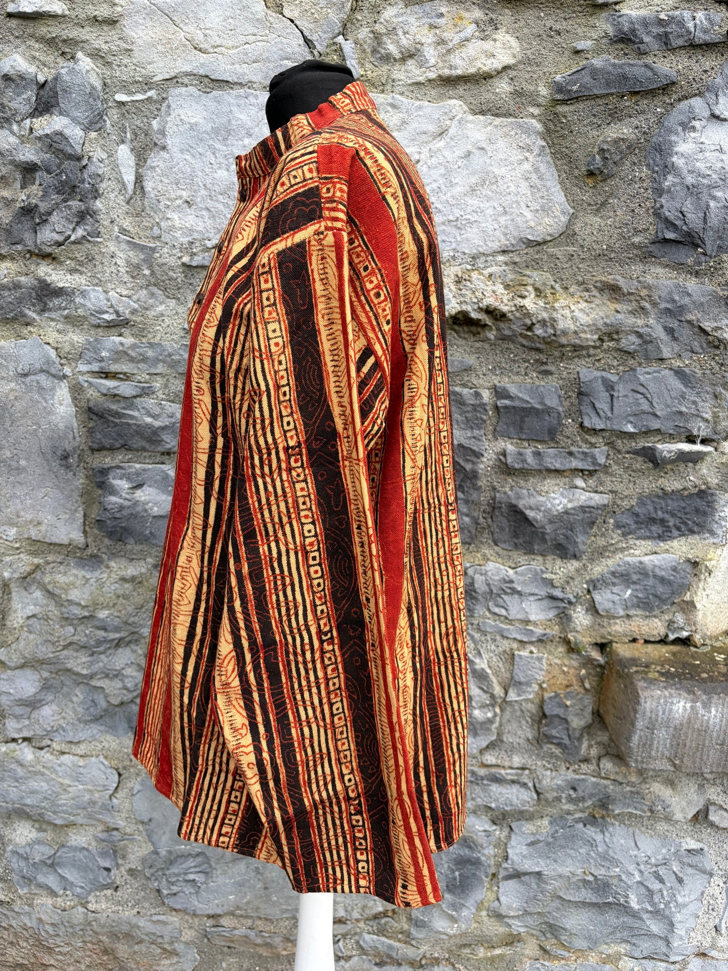 90s brown stripy shirt Medium