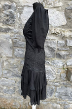 Load image into Gallery viewer, 80s black dress uk 6-8
