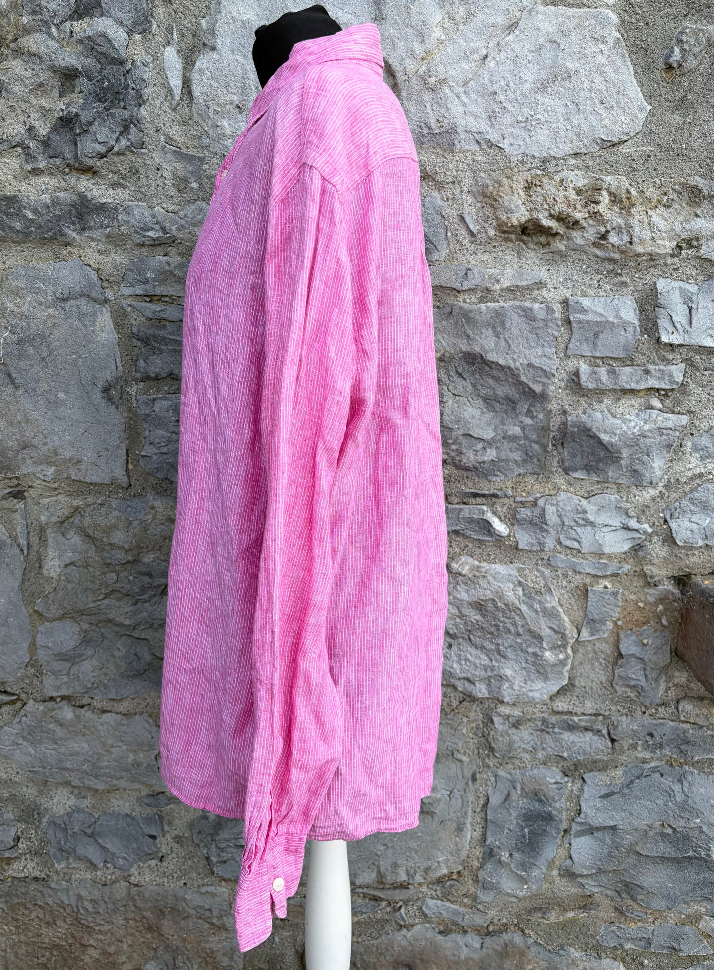 Pink stripy linen shirt  Large