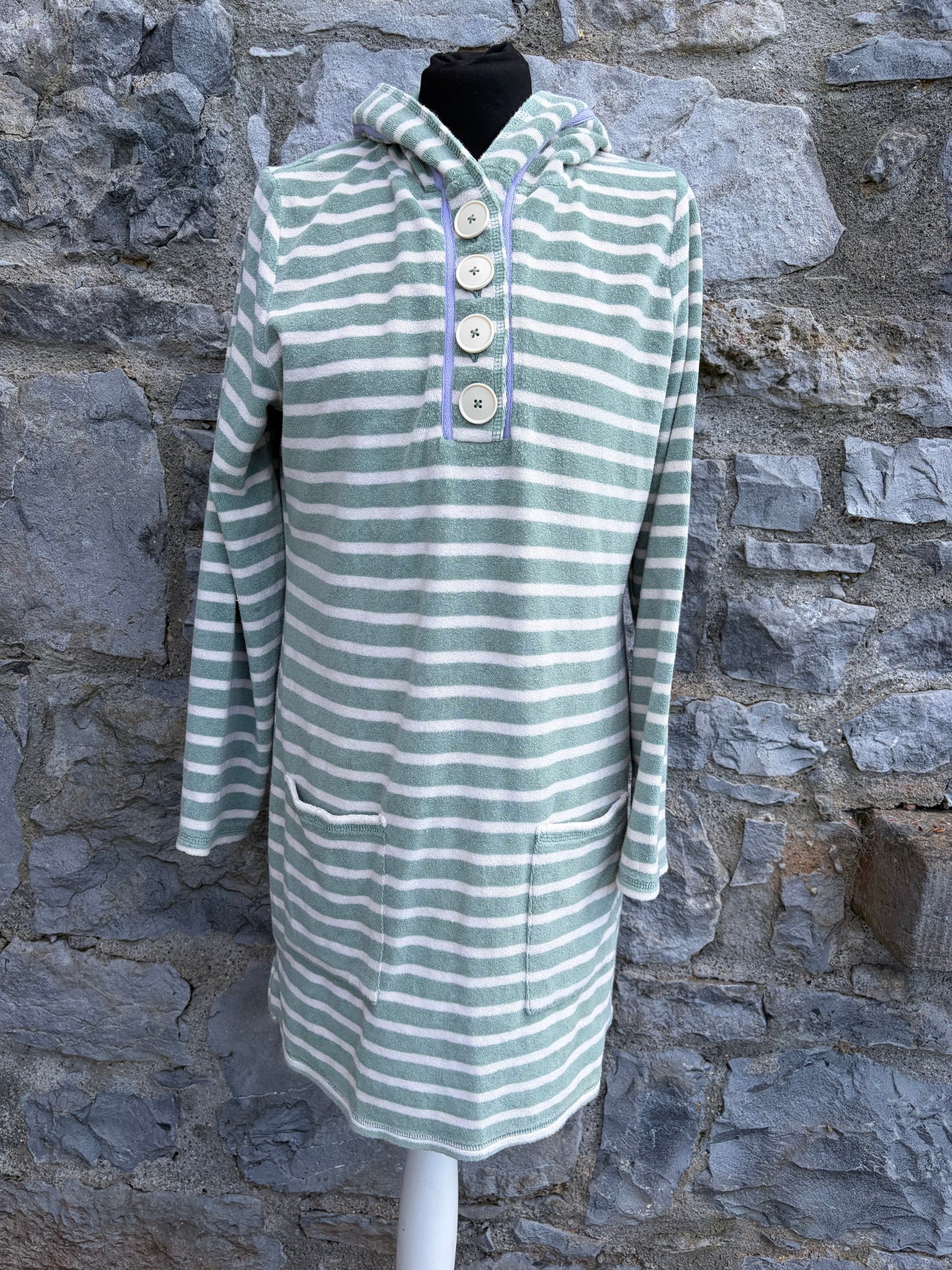 Green stripy Terry dress uk 10-12