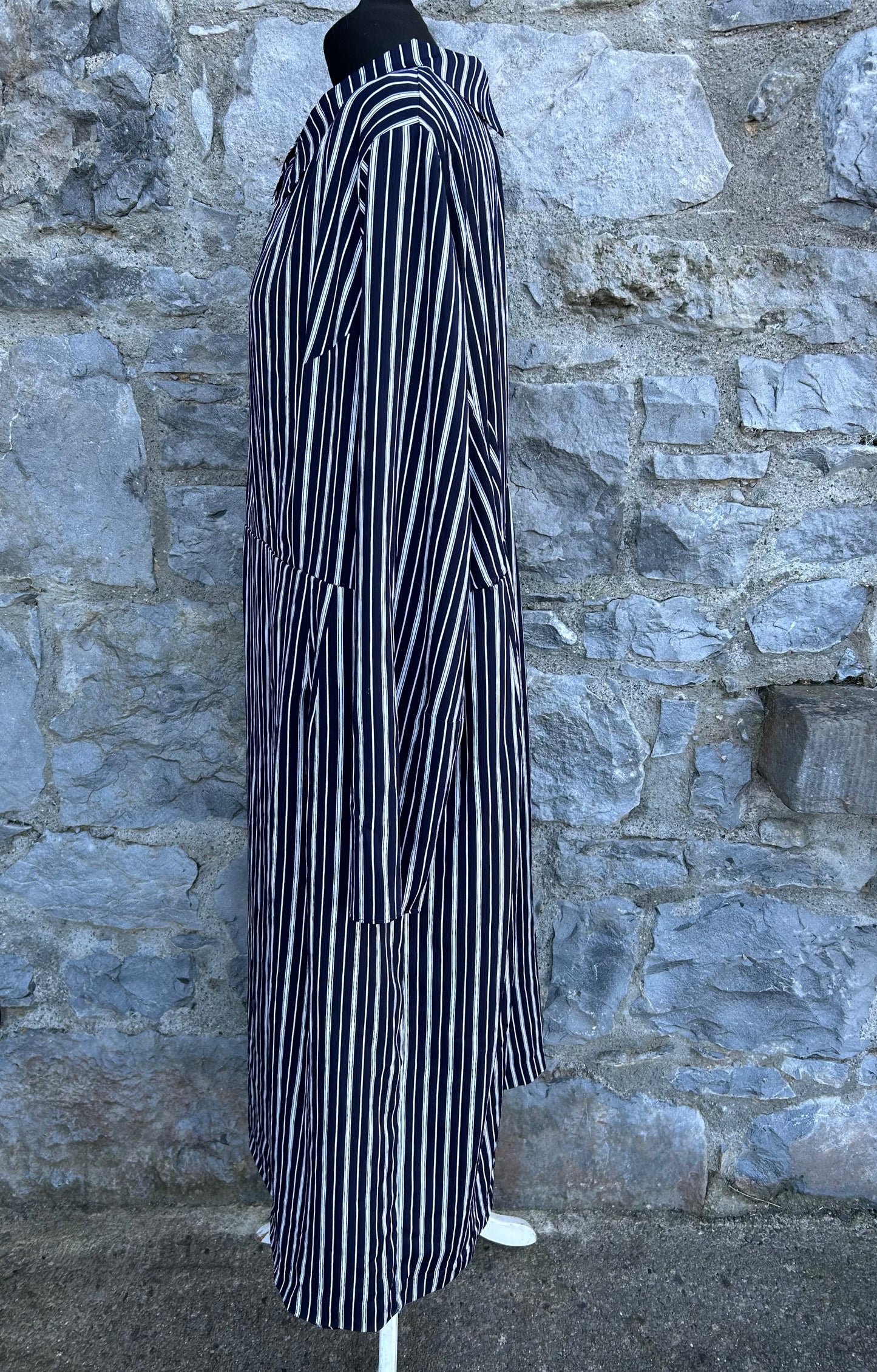 80s Black&white stripy dress uk 16-18