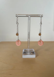 Peach button earrings