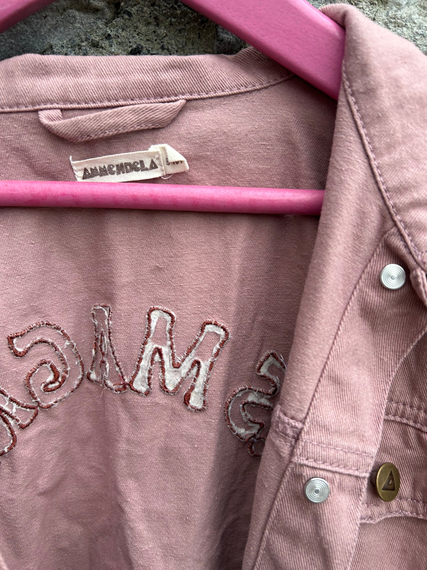 Beige rose floral denim jacket 8-9y (128-134cm)