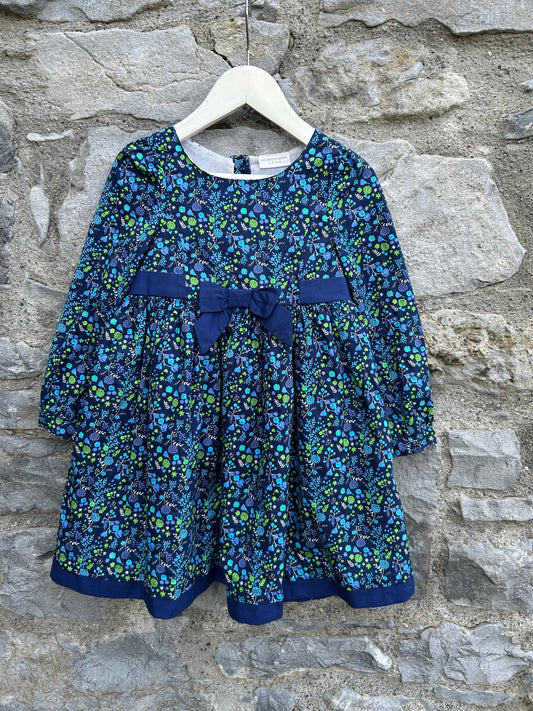 Blue&green floral dress  3-4y (98-104cm)