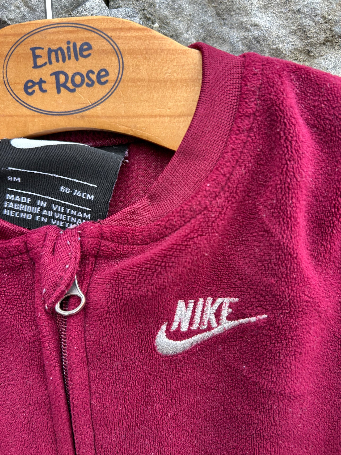 Maroon fleece onesie 6-9m (68-74cm)