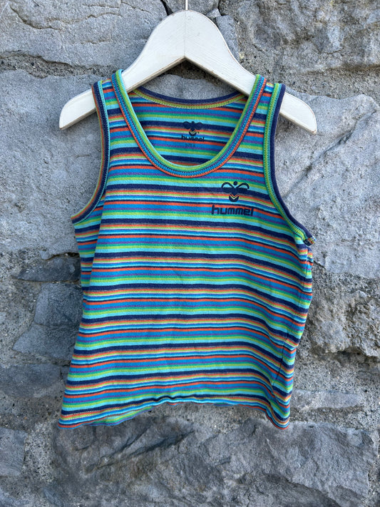 Green stripy tank top  18-24m (86-92cm)