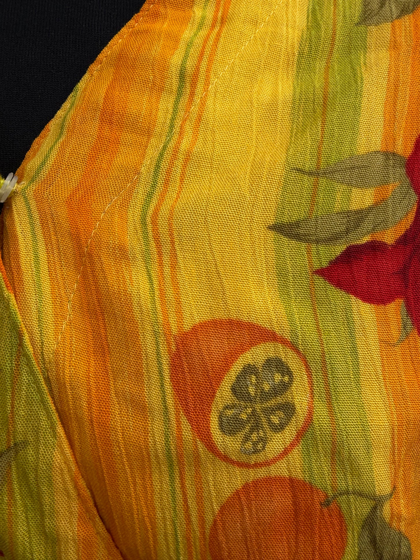 80s flowers&fruit yellow dress uk 8-10