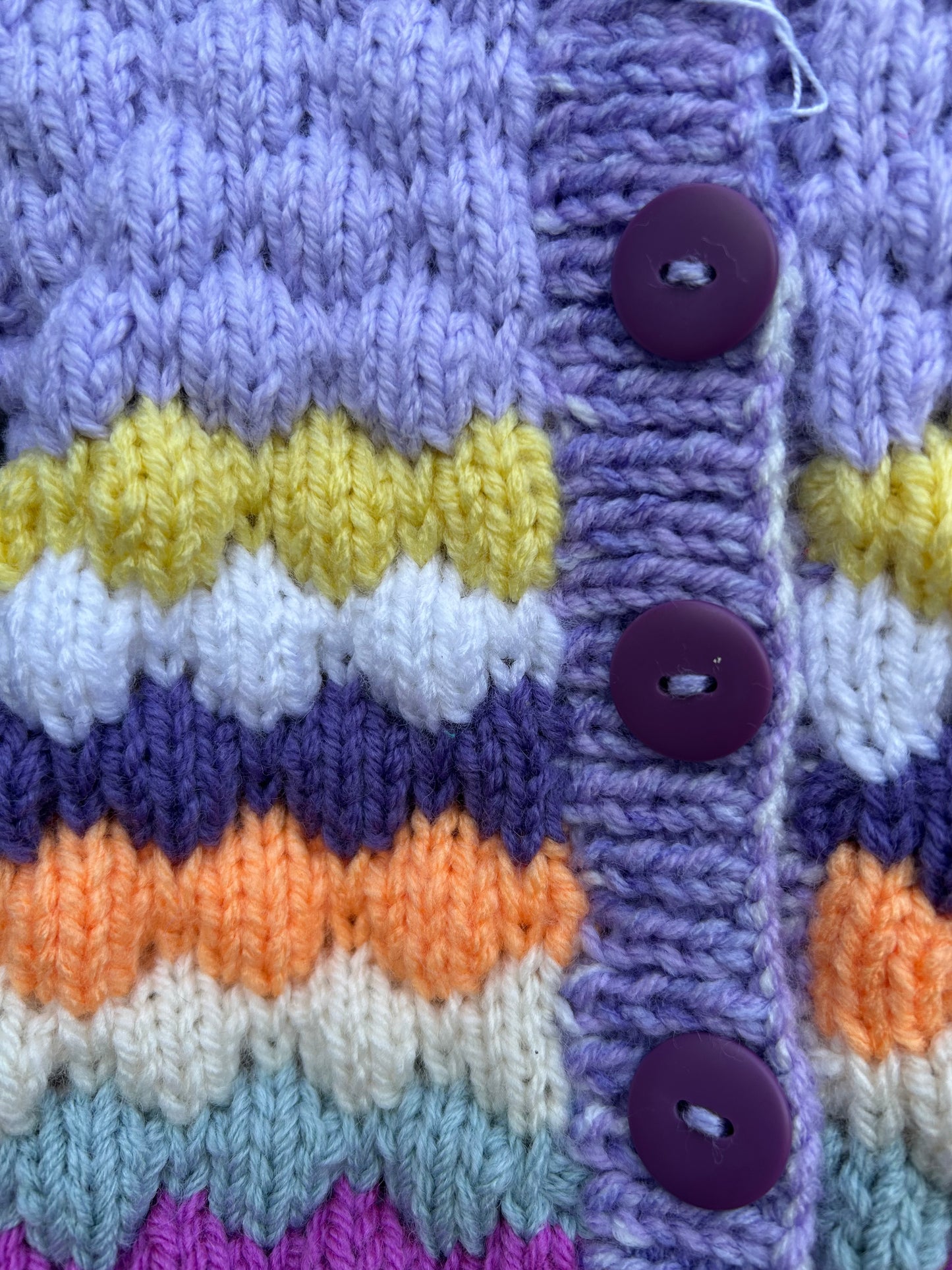 Purple colourful bubble knit cardigan  0-3m (56-62cm)