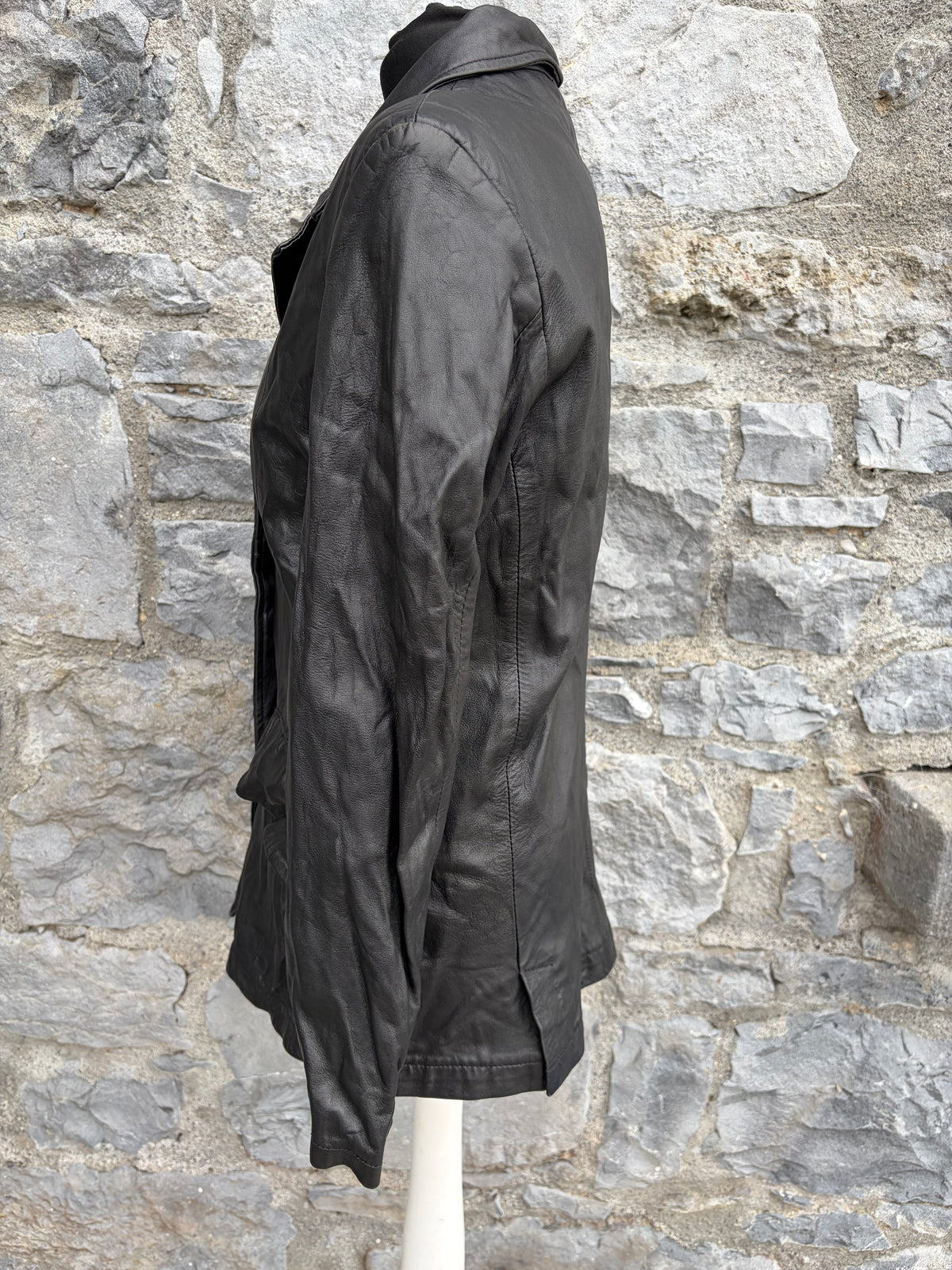 90s black leather jacket uk 8