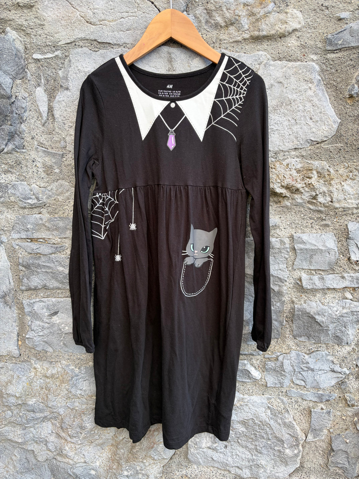 Spiderweb&cat Black dress  9-10y (134-140cm)